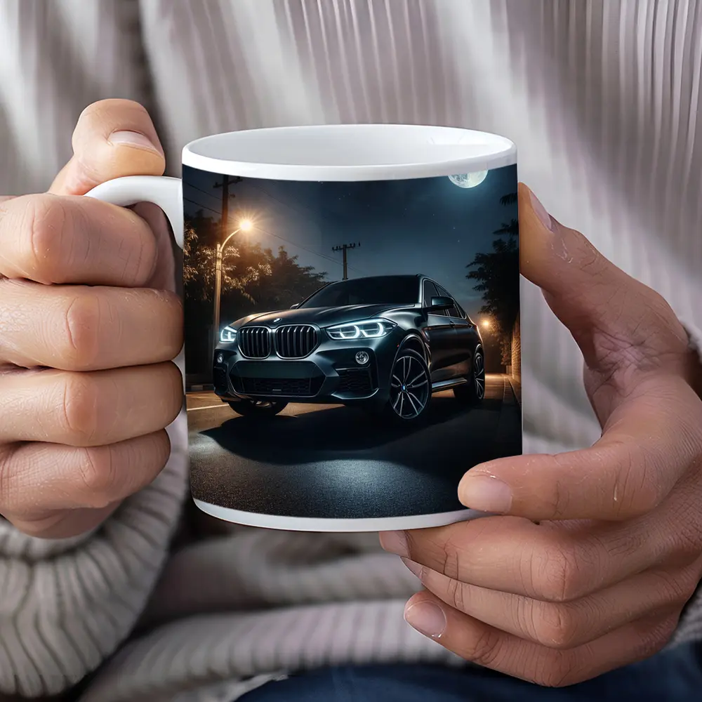 BMW X4 Parked Under Moonlit Night Sky – Mugs