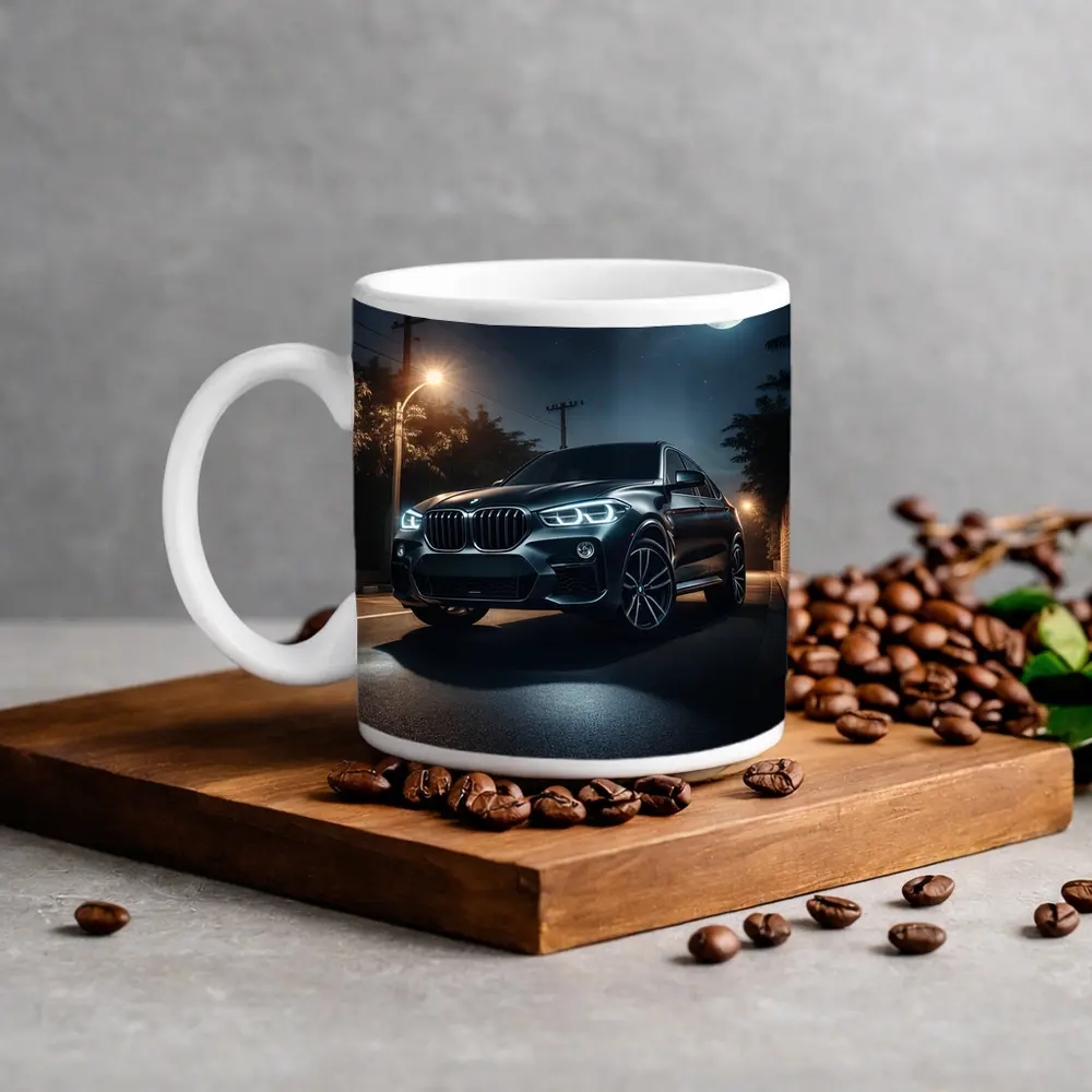 BMW X4 Parked Under Moonlit Night Sky – Mugs