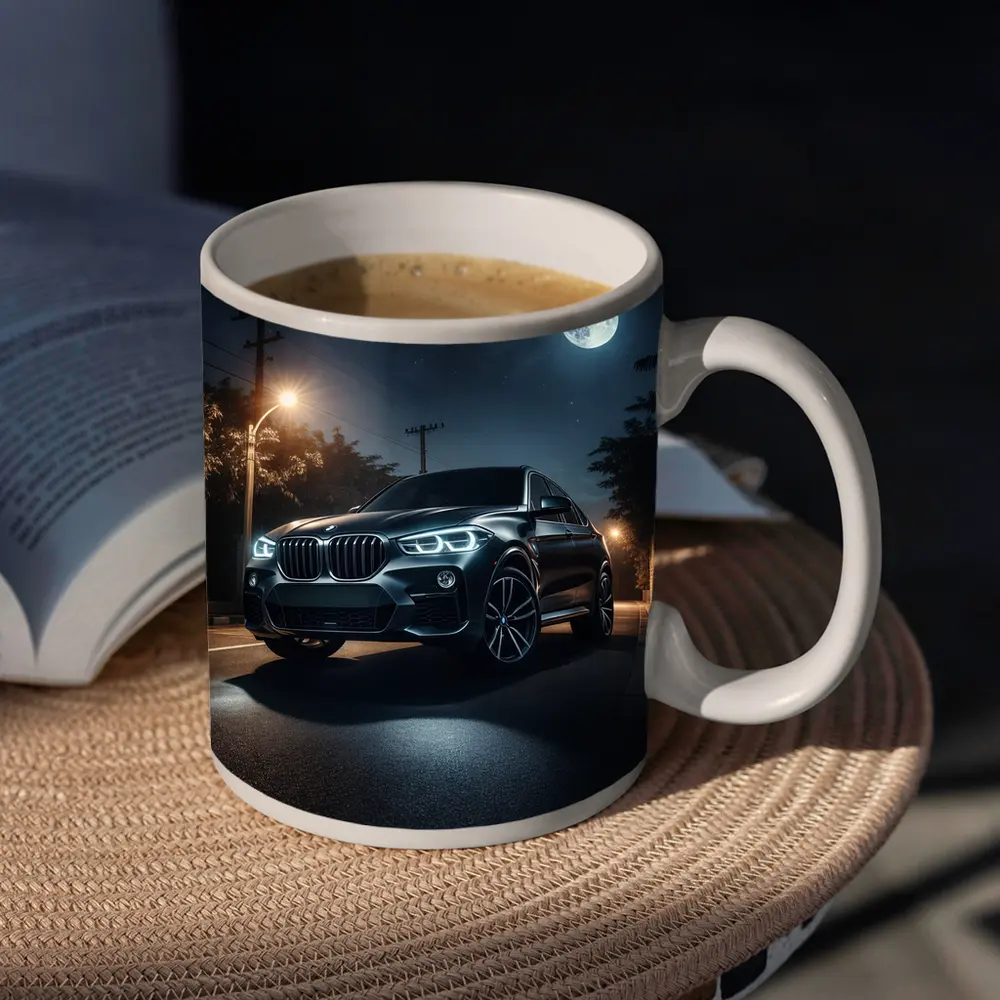 BMW X4 Parked Under Moonlit Night Sky – Mugs
