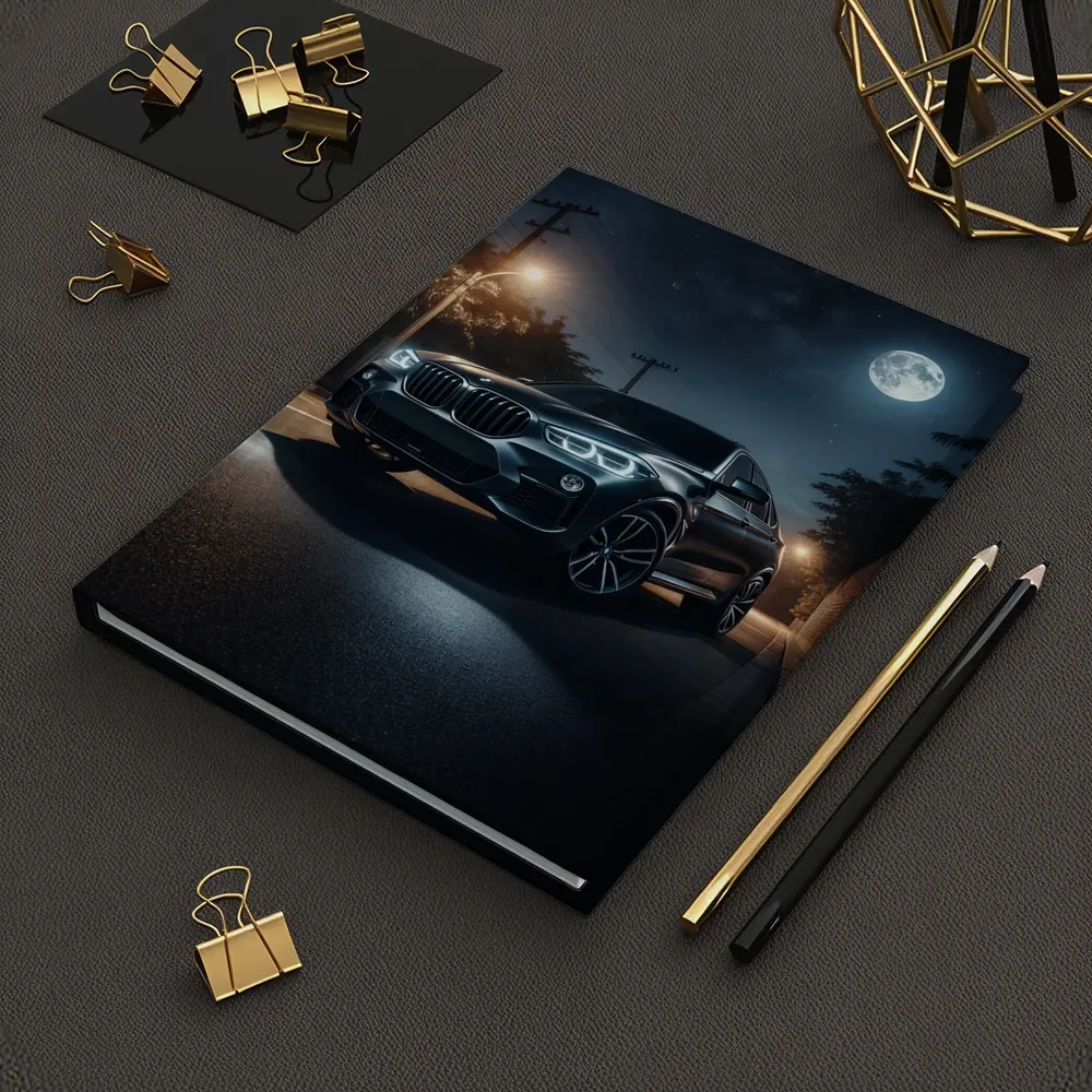 BMW X4 Parked Under Moonlit Night Sky – Notebooks
