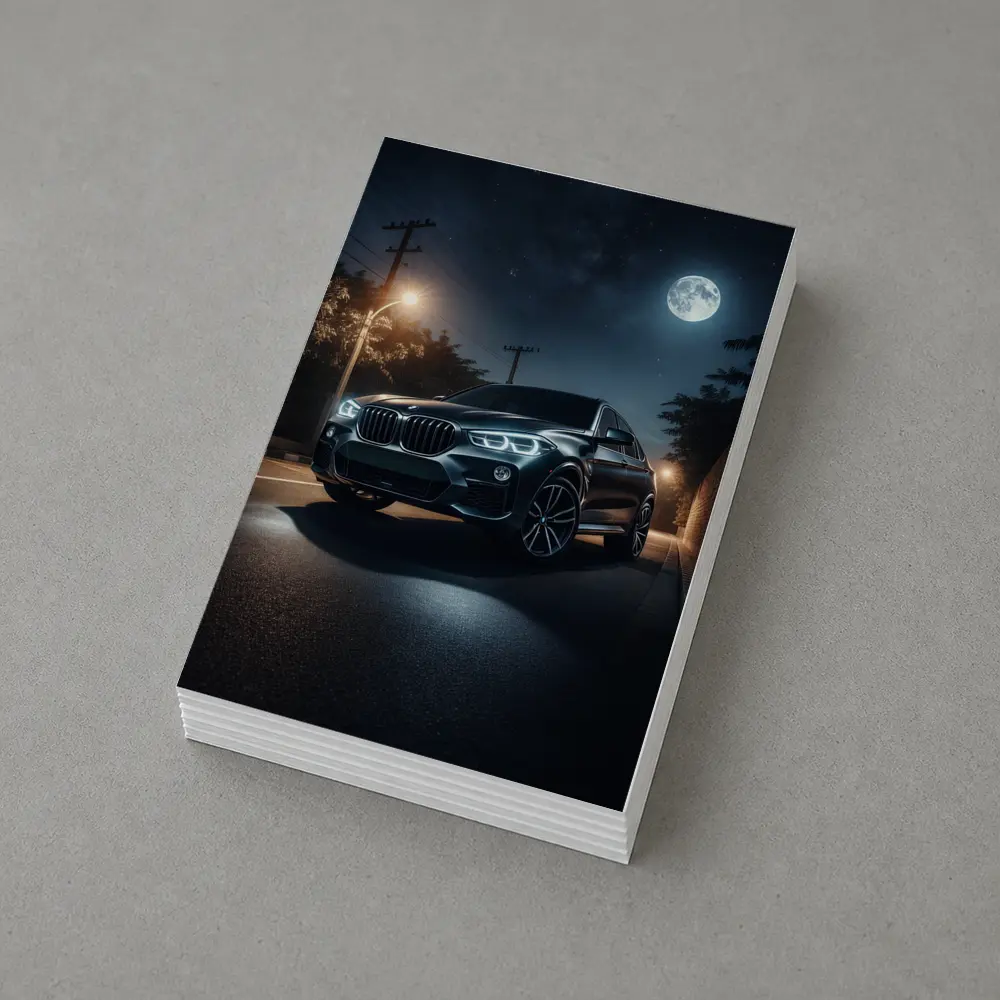 BMW X4 Parked Under Moonlit Night Sky – Postcards