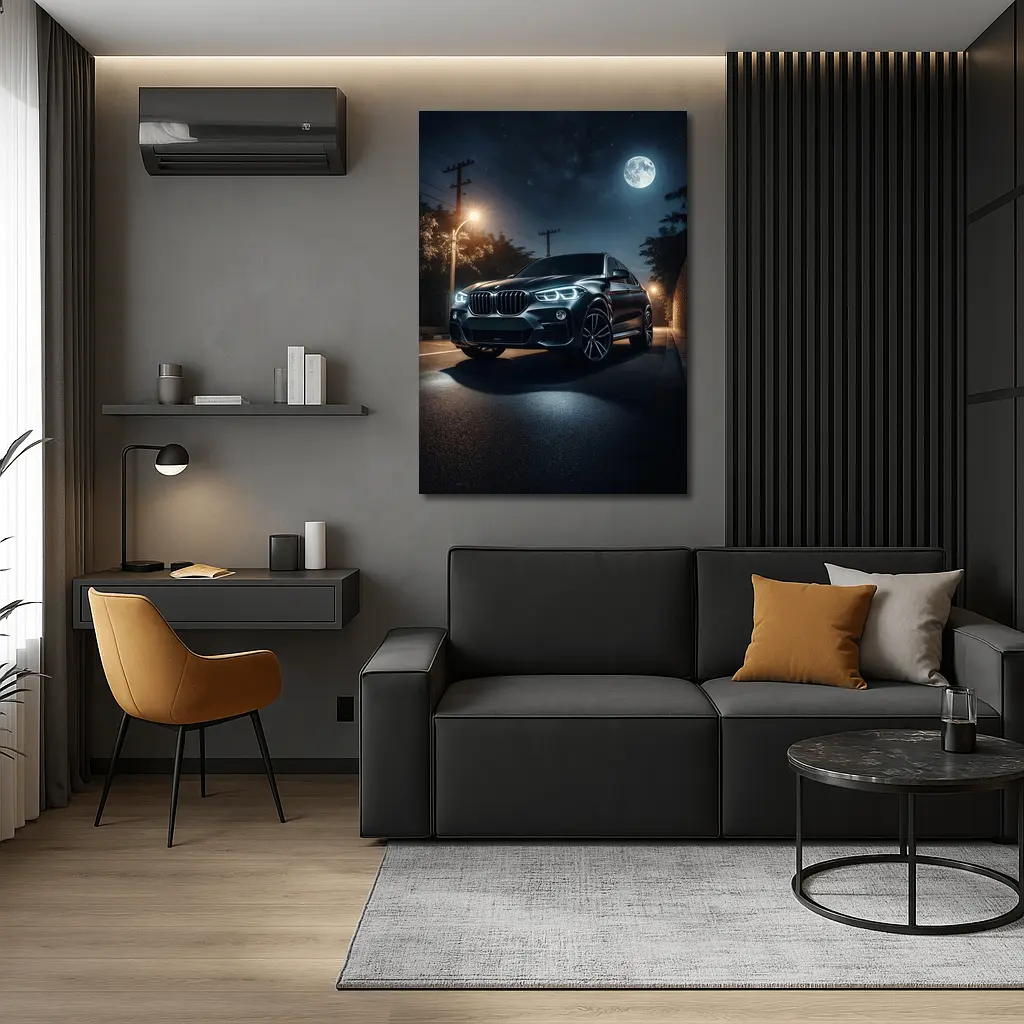 BMW X4 Parked Under Moonlit Night Sky – Wall Art