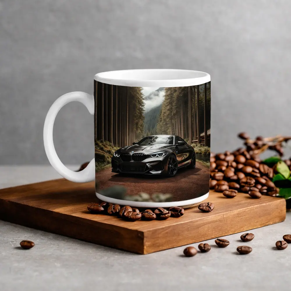 BMW M8 Black Coupe Forest Mountain Road – Mugs