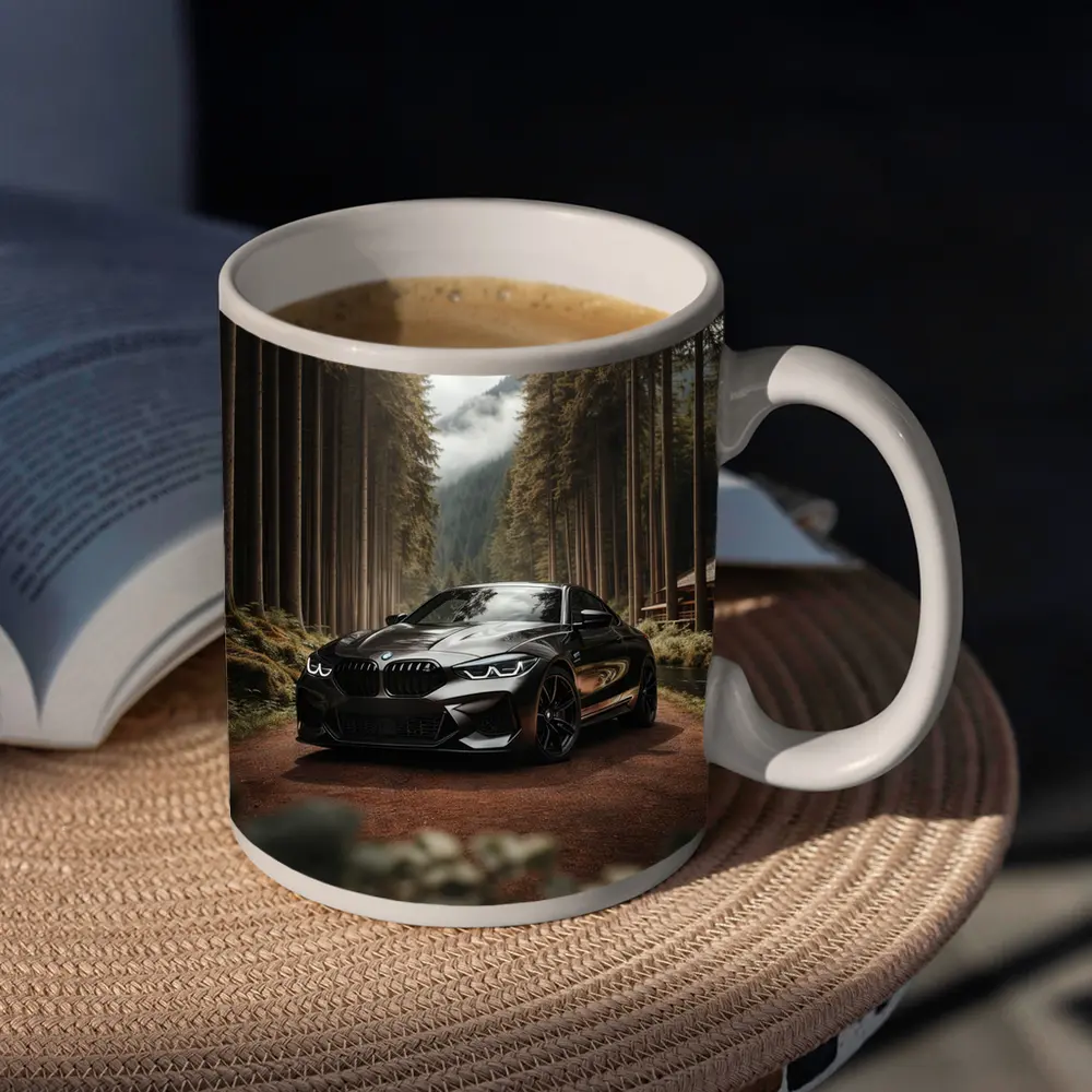 BMW M8 Black Coupe Forest Mountain Road – Mugs