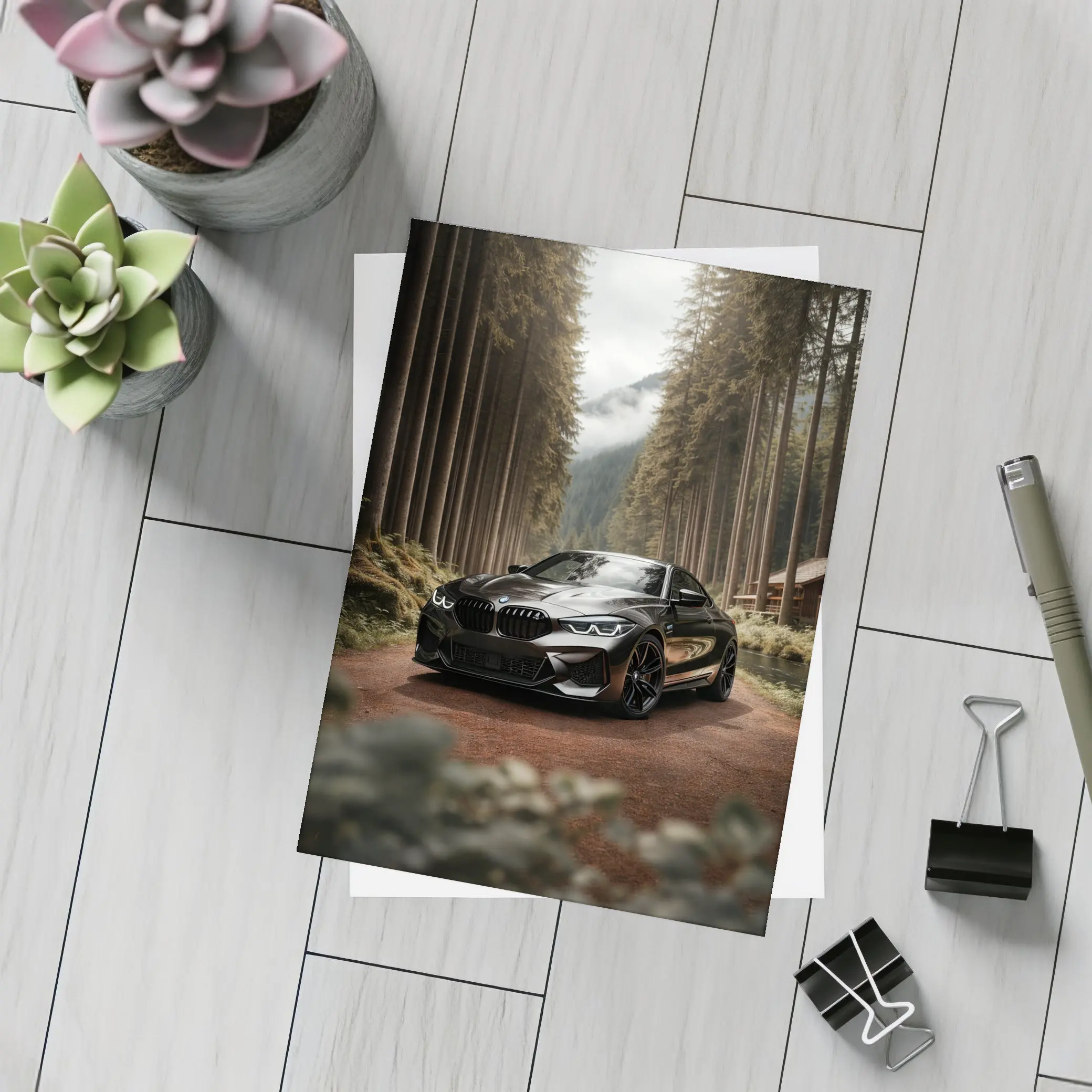BMW M8 Black Coupe Forest Mountain Road – Postcards