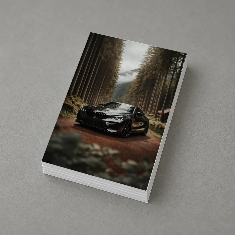 BMW M8 Black Coupe Forest Mountain Road – Postcards