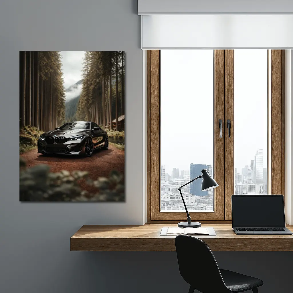 BMW M8 Black Coupe Forest Mountain Road – Wall Art