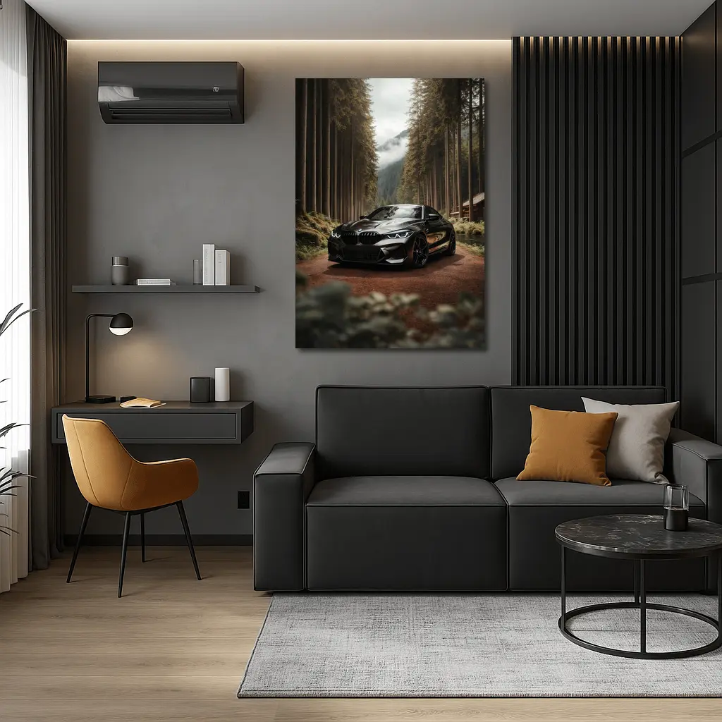 BMW M8 Black Coupe Forest Mountain Road – Wall Art