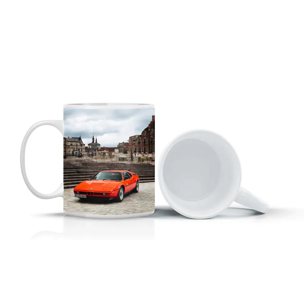 BMW M1 Orange Classic Car European Square – Mugs