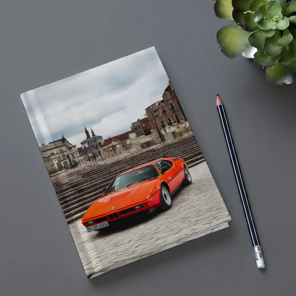 BMW M1 Orange Classic Car European Square – Notebooks