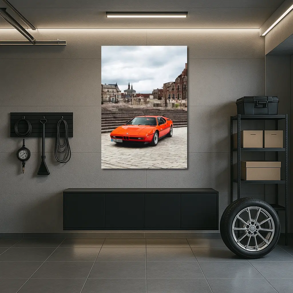BMW M1 Orange Classic Car European Square – Wall Art
