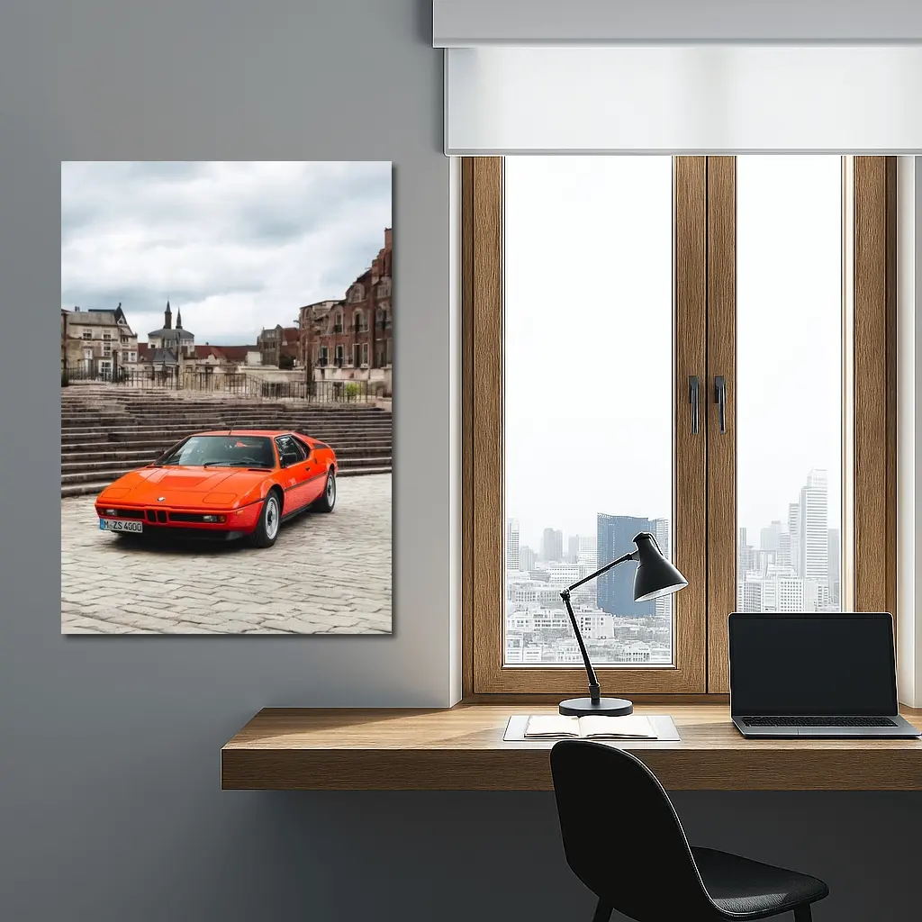BMW M1 Orange Classic Car European Square – Wall Art