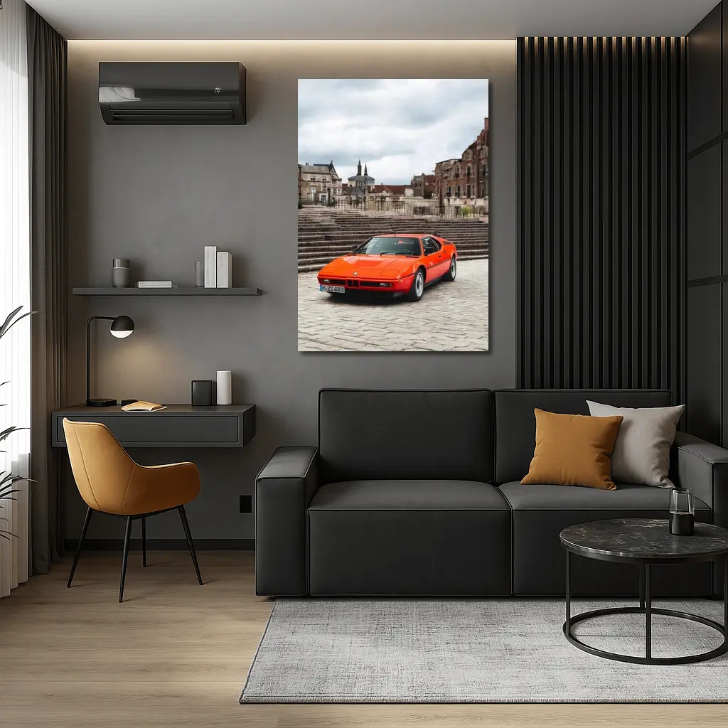 BMW M1 Orange Classic Car European Square – Wall Art