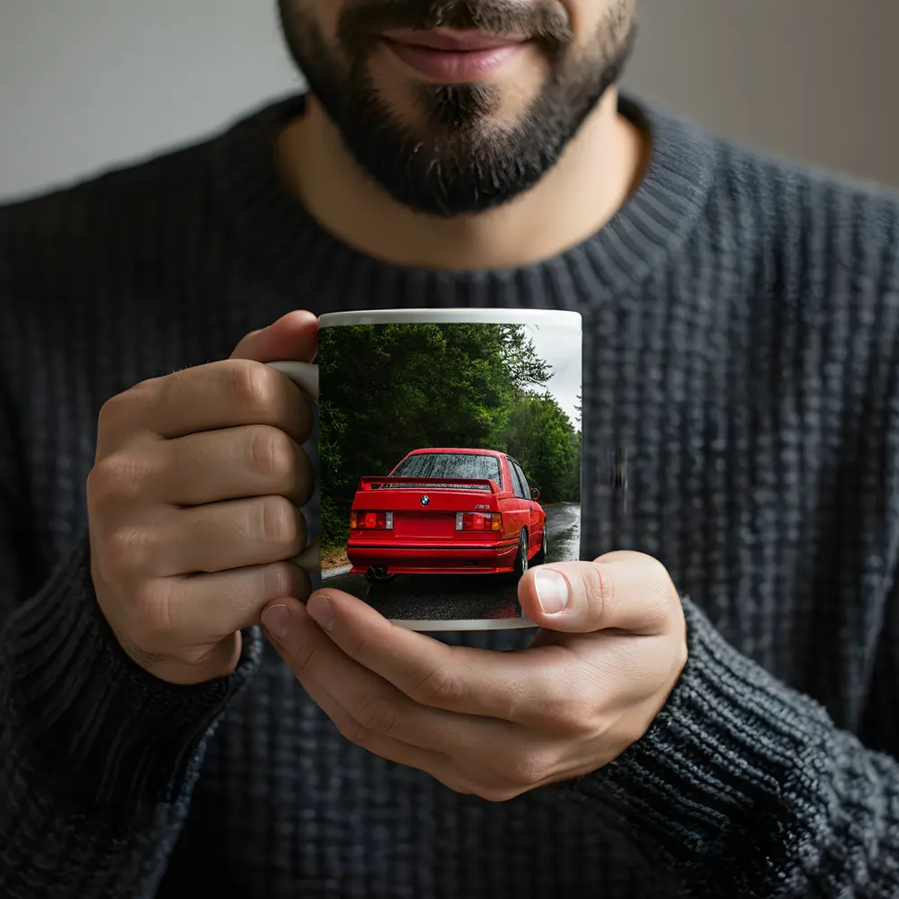 BMW M3 Red Wet Road Forest – Mugs