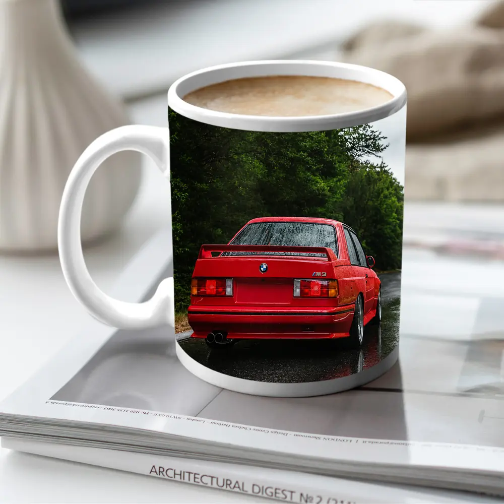 BMW M3 Red Wet Road Forest – Mugs