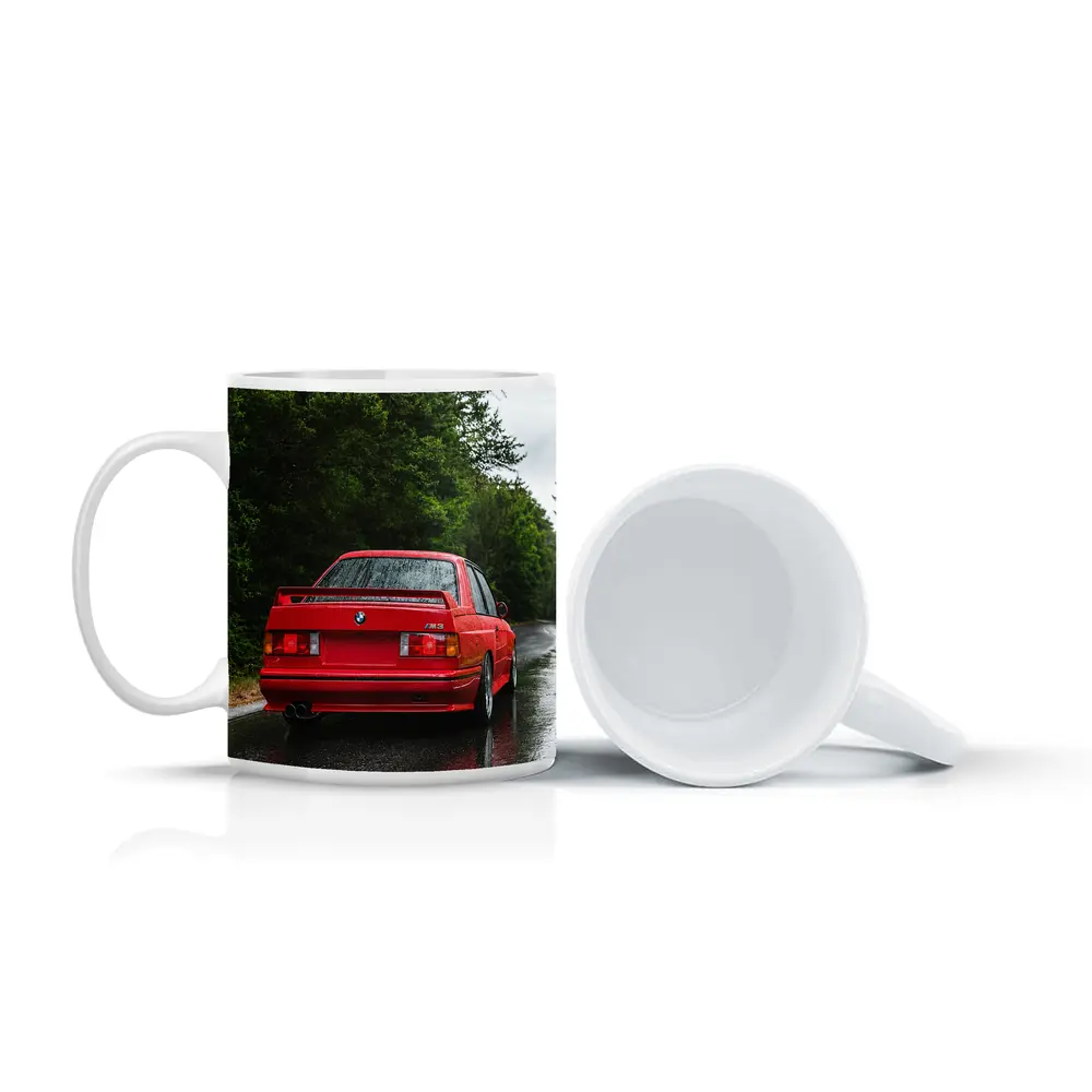 BMW M3 Red Wet Road Forest – Mugs