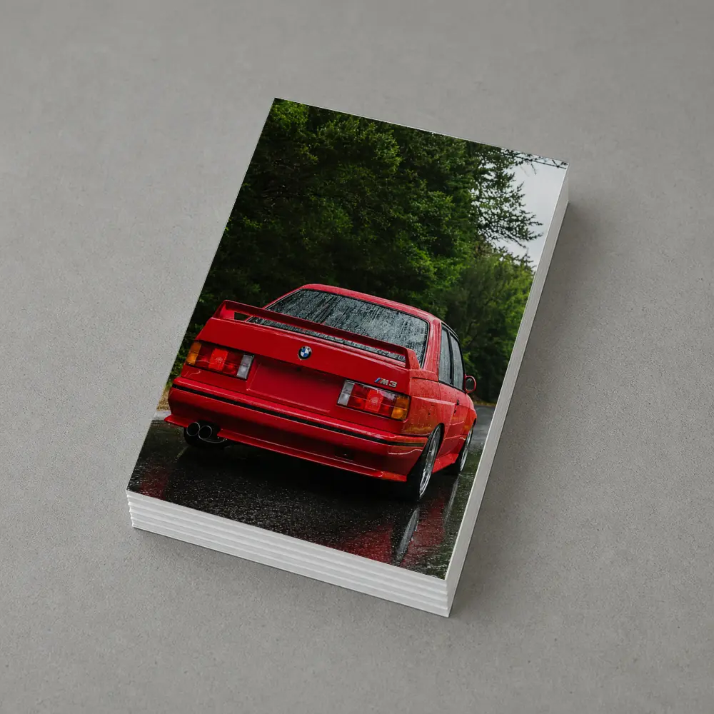 BMW M3 Red Wet Road Forest – Postcards