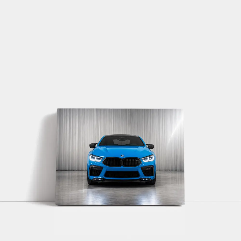 BMW M8 Blue Front View Studio – Wall Art