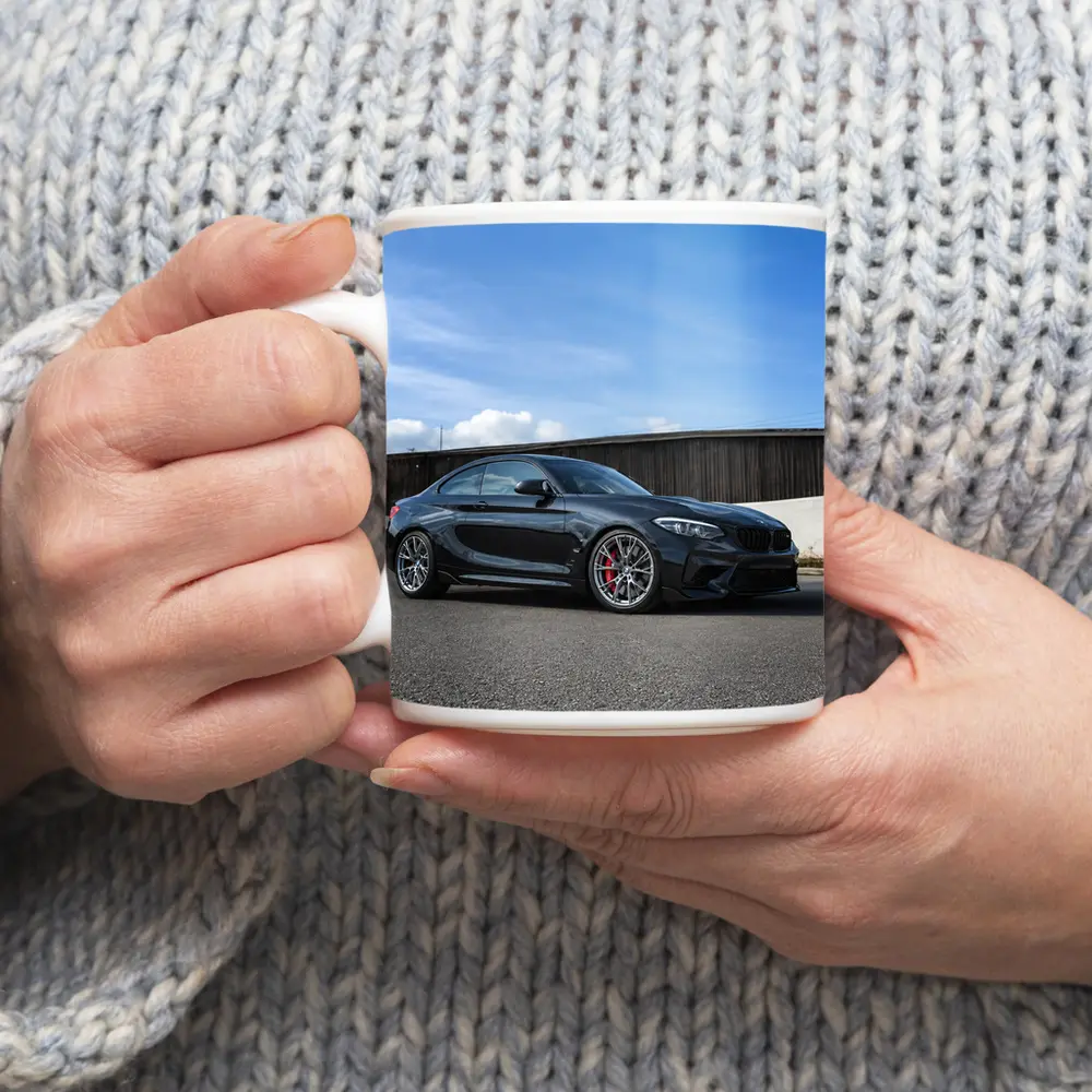 BMW M2 Black Coupe Parked Outdoors – Mugs