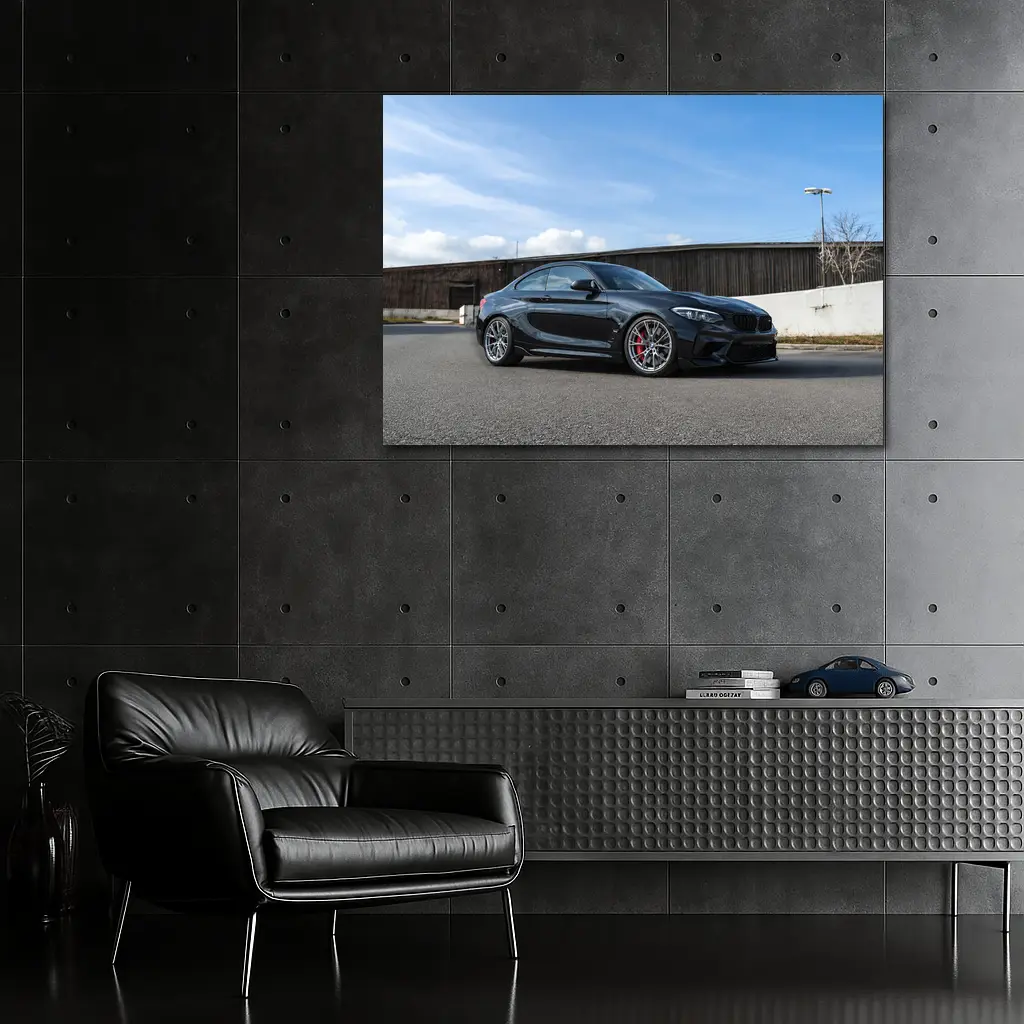 BMW M2 Black Coupe Parked Outdoors – Wall Art