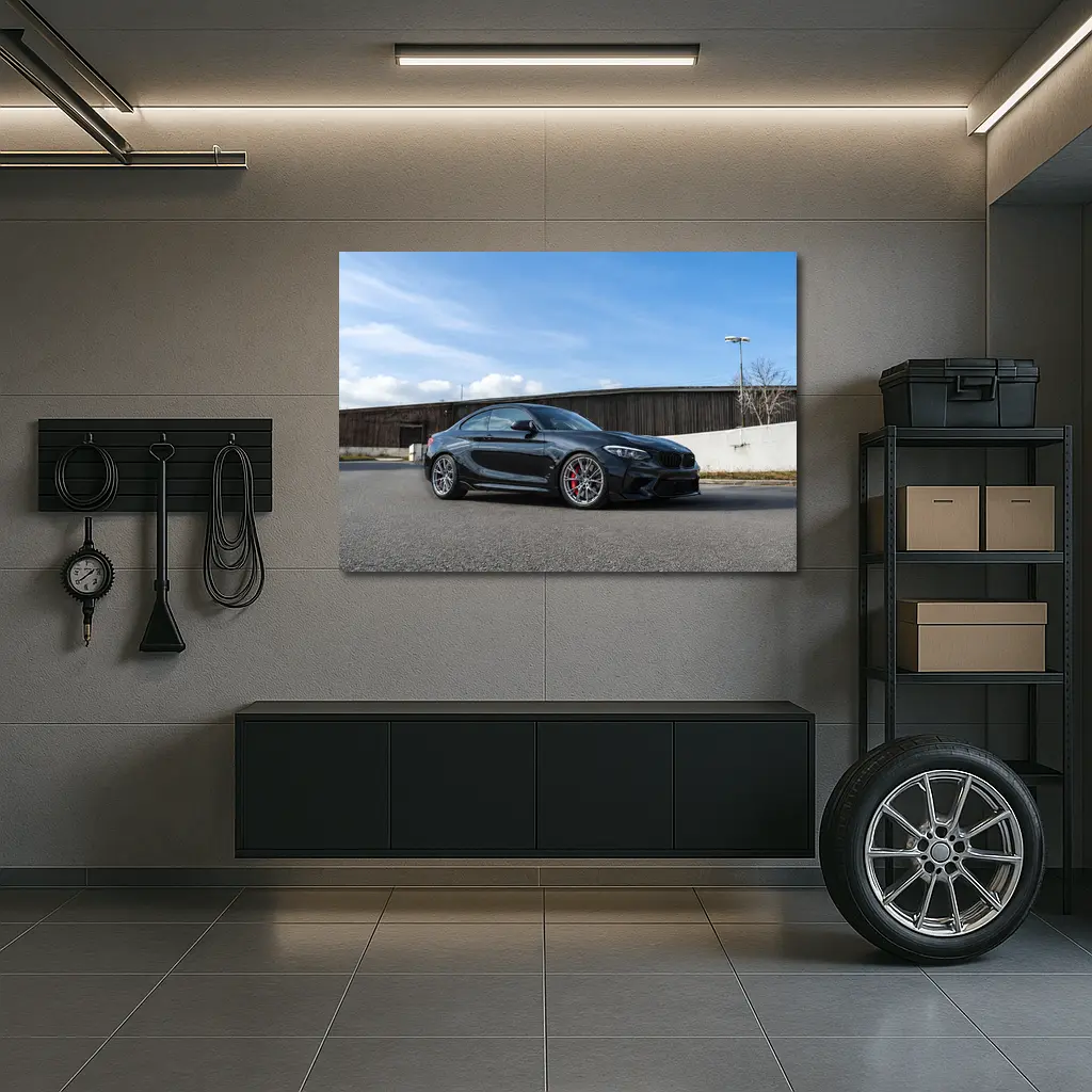 BMW M2 Black Coupe Parked Outdoors – Wall Art