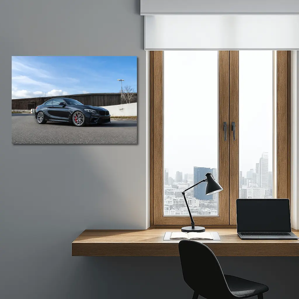 BMW M2 Black Coupe Parked Outdoors – Wall Art