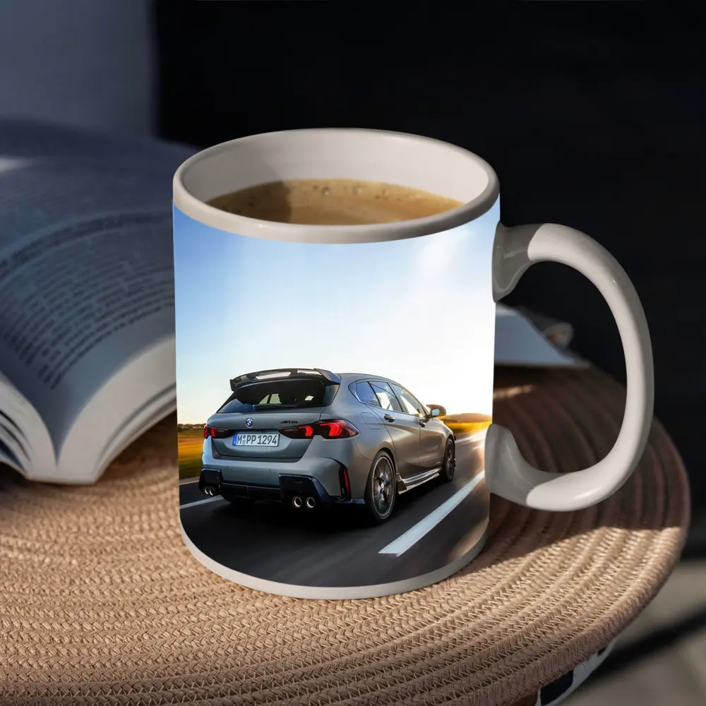 BMW M135 Gray Hatchback Highway Sunset Drive – Mugs