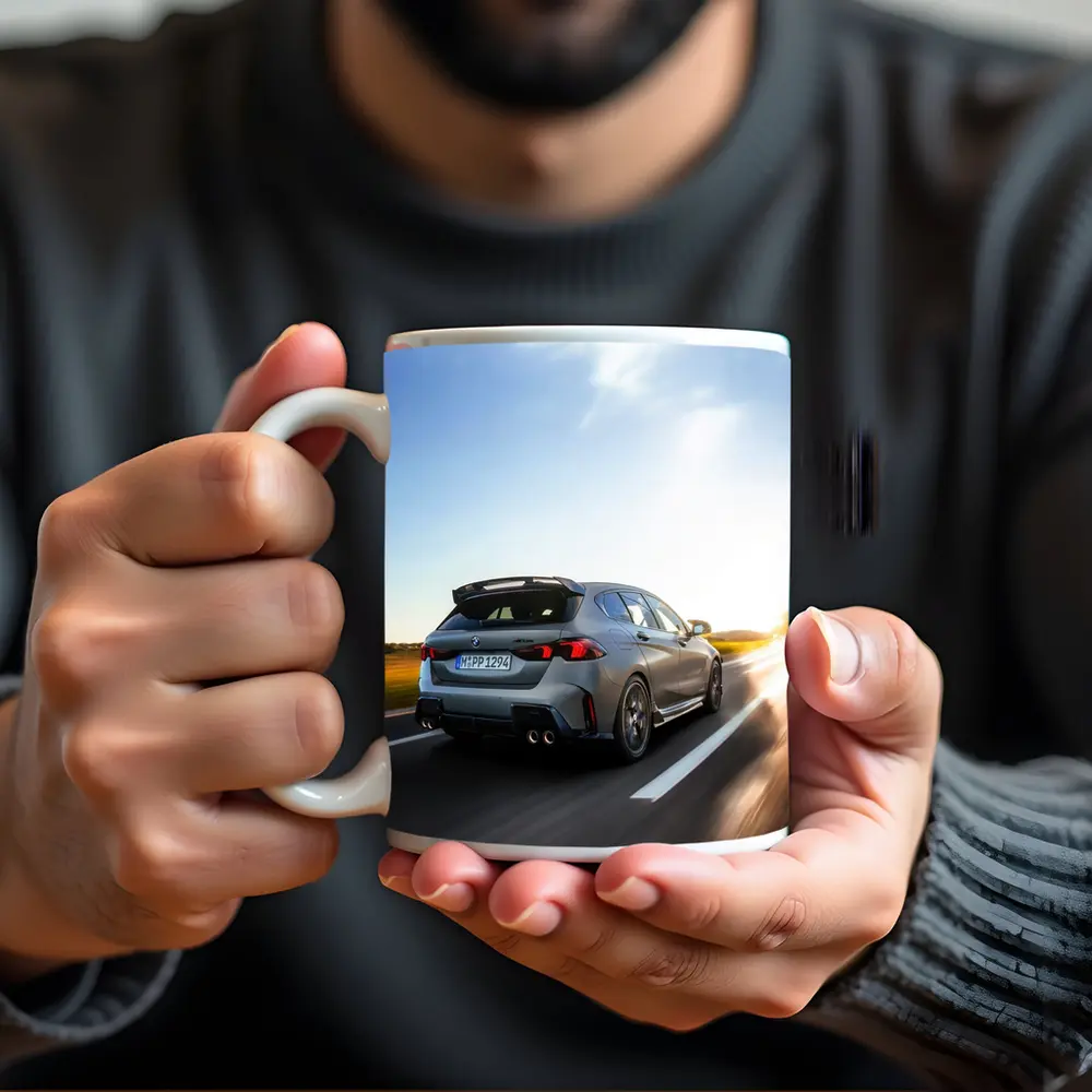 BMW M135 Gray Hatchback Highway Sunset Drive – Mugs