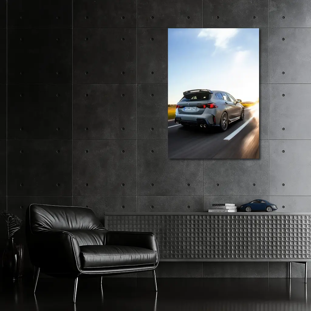 BMW M135 Gray Hatchback Highway Sunset Drive – Wall Art