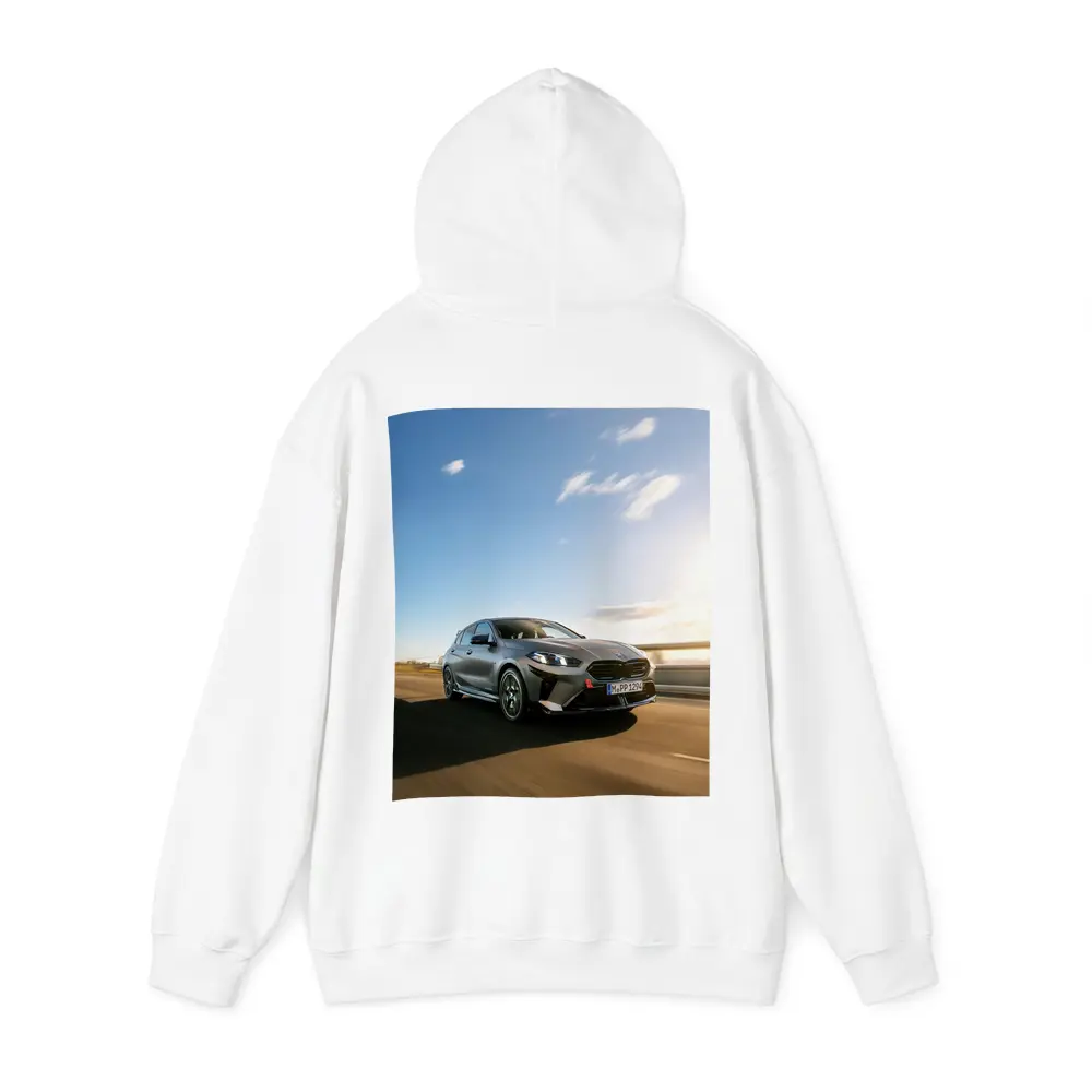 BMW M135 Gray Hatchback On Open Road – Hoodies
