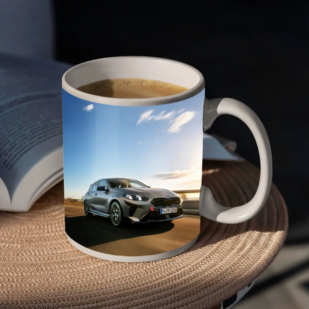BMW M135 Gray Hatchback On Open Road – Mugs