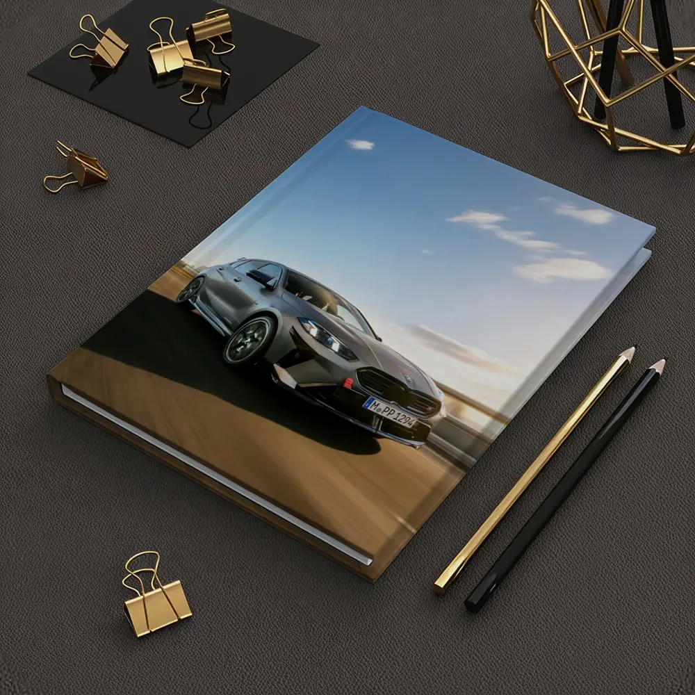 BMW M135 Gray Hatchback On Open Road – Notebooks