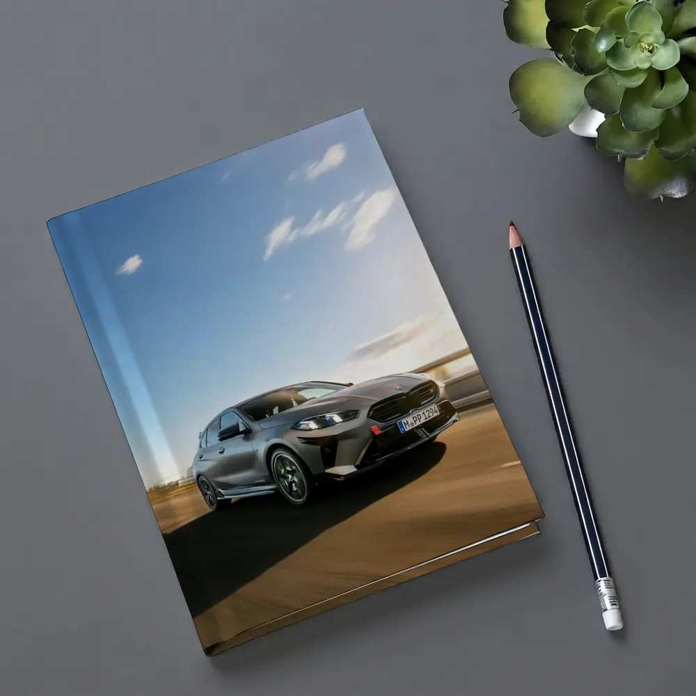 BMW M135 Gray Hatchback On Open Road – Notebooks