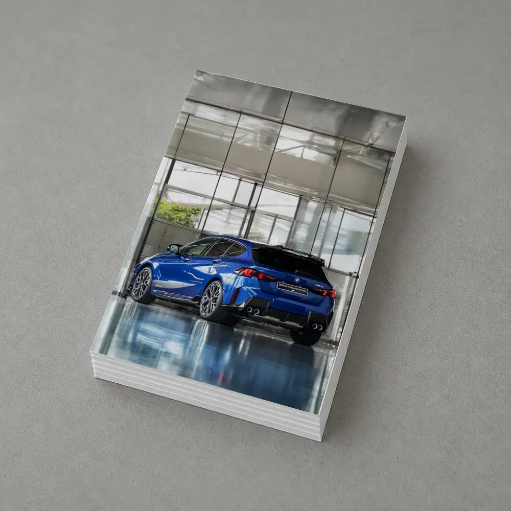 BMW M135 Blue Hatchback Indoor Showroom – Postcards