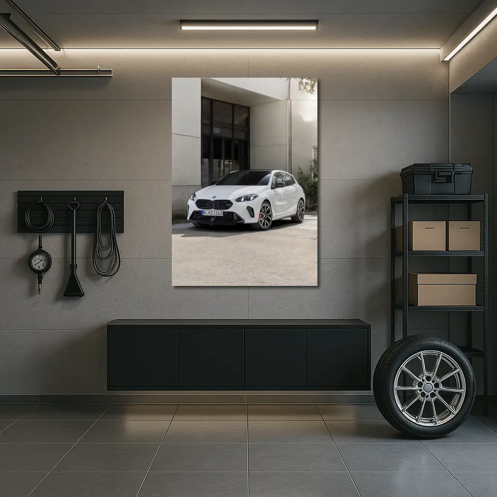 BMW M135 xDrive White Urban Setting – Wall Art
