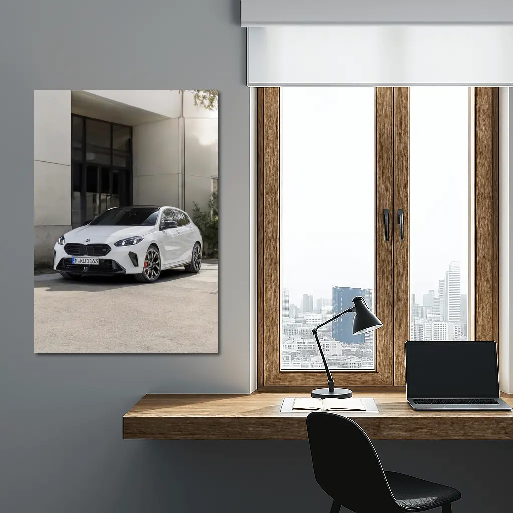 BMW M135 xDrive White Urban Setting – Wall Art