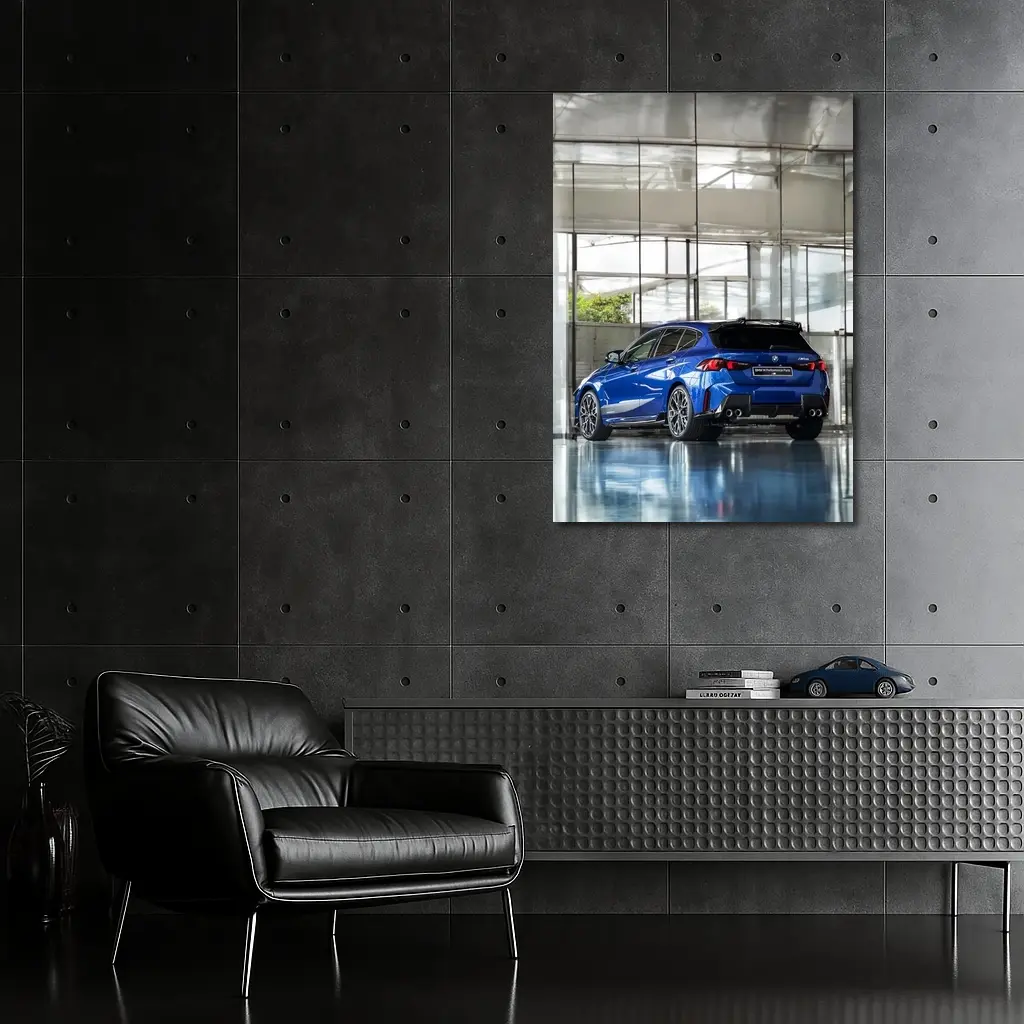 BMW M135 Blue Hatchback Indoor Showroom – Wall Art