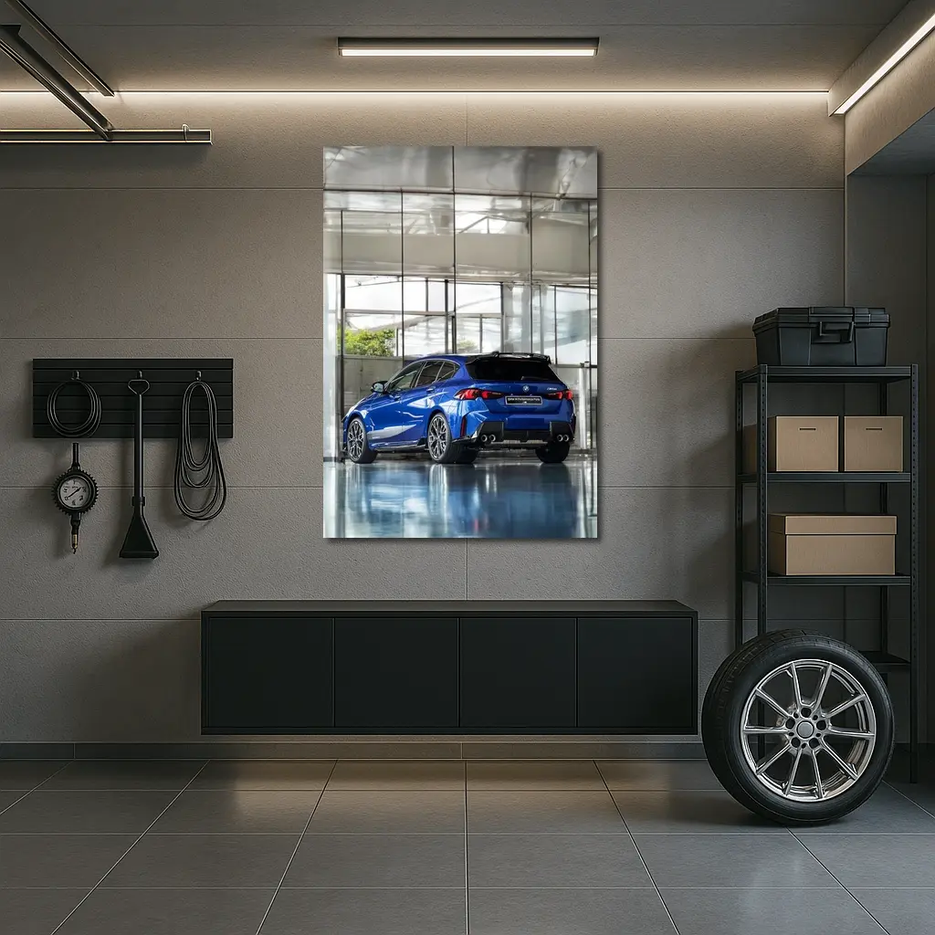 BMW M135 Blue Hatchback Indoor Showroom – Wall Art