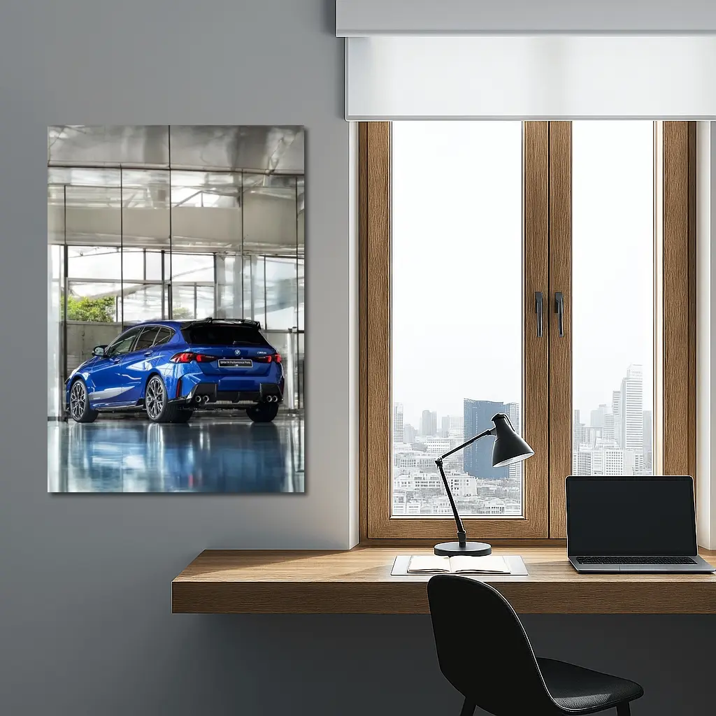 BMW M135 Blue Hatchback Indoor Showroom – Wall Art