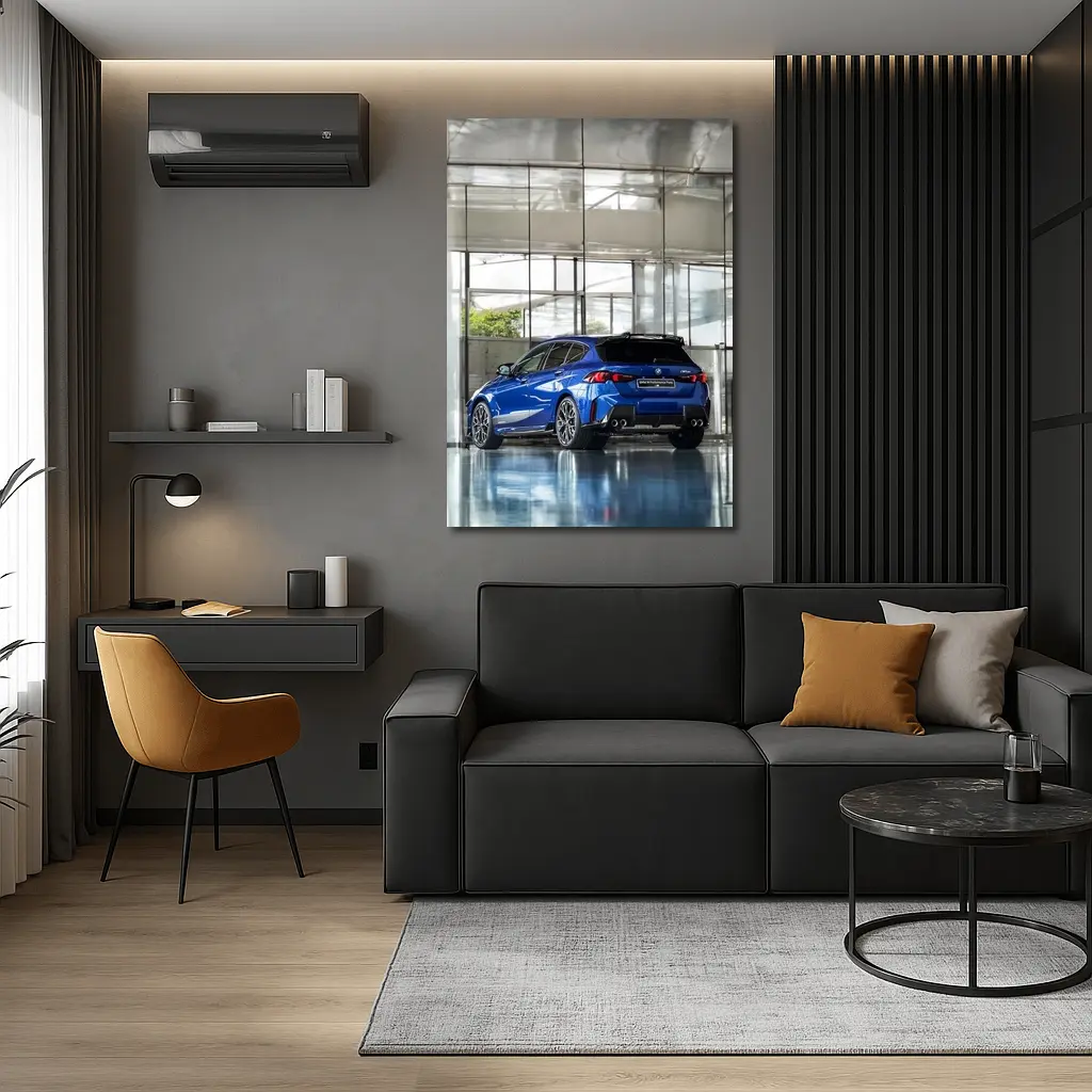 BMW M135 Blue Hatchback Indoor Showroom – Wall Art