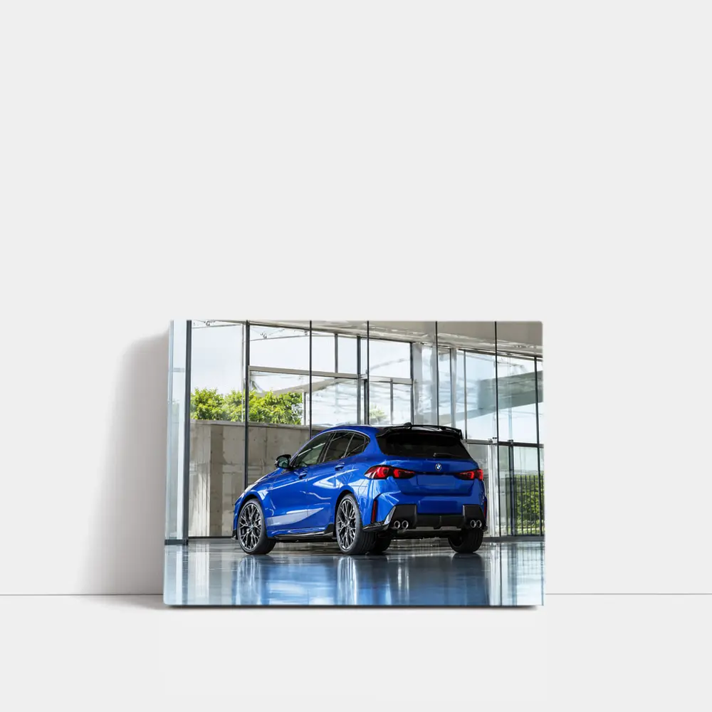 BMW M135i Blue Hatchback Indoor Showroom – Wall Art