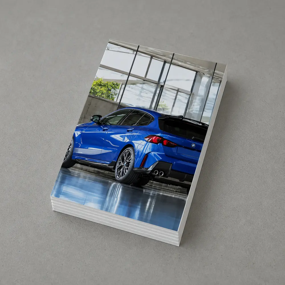 BMW M135i Blue Hatchback Indoor Showroom – Postcards