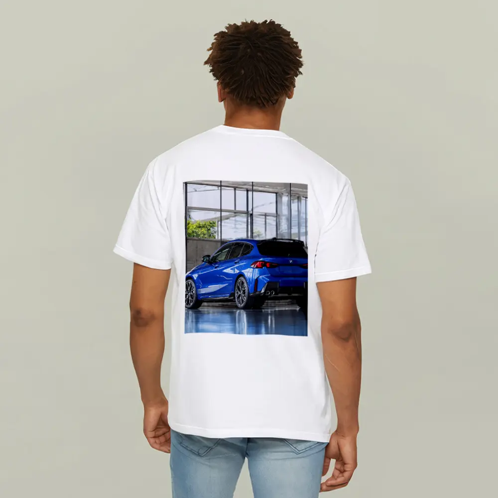 BMW M135i Blue Hatchback Indoor Showroom – T-Shirts