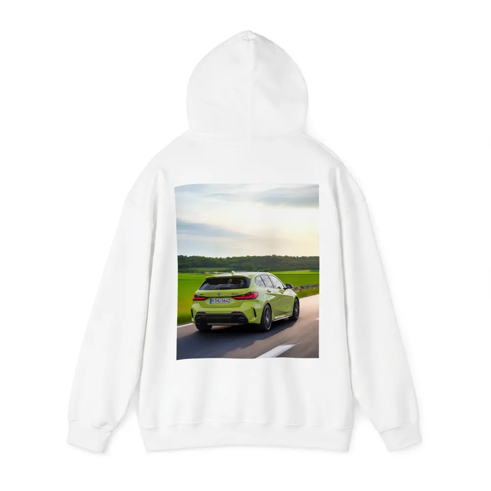 BMW M135i Green Hatchback On Open Road – Hoodies