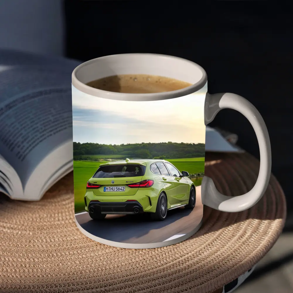 BMW M135i Green Hatchback On Open Road – Mugs