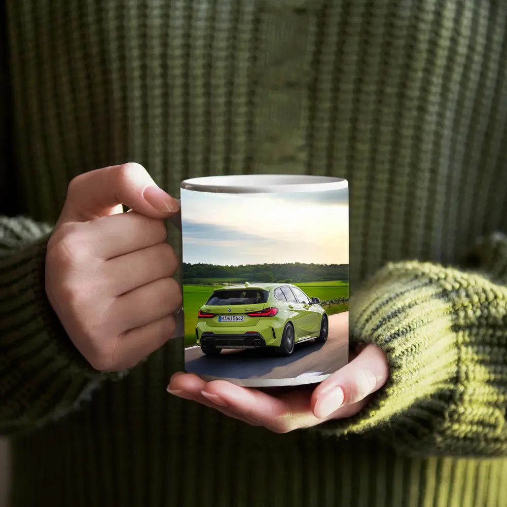 BMW M135i Green Hatchback On Open Road – Mugs
