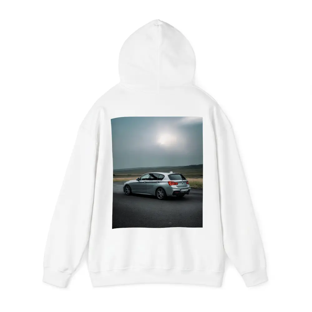 BMW M140i Silver Hatchback Overcast Road – Hoodies