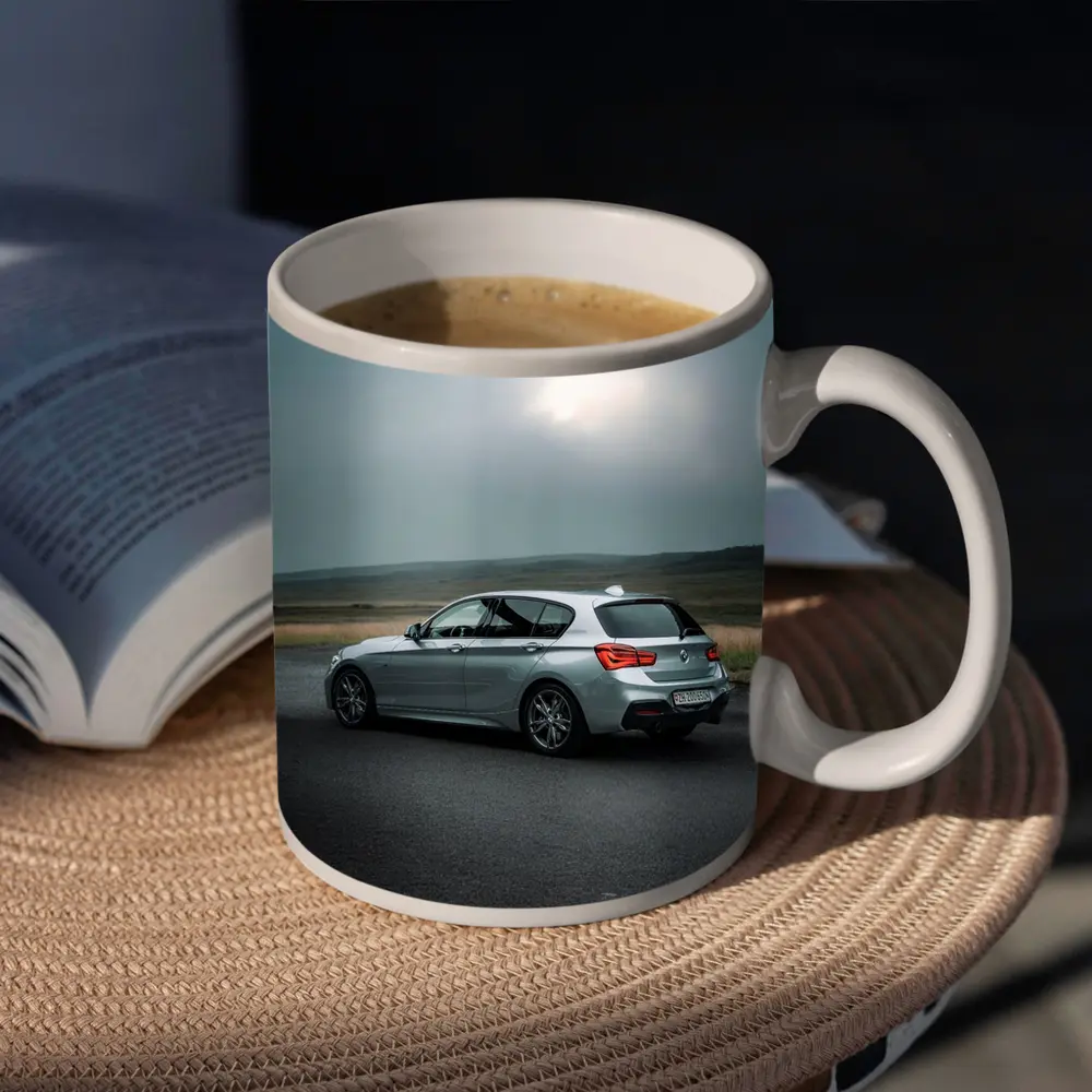 BMW M140i Silver Hatchback Overcast Road – Mugs