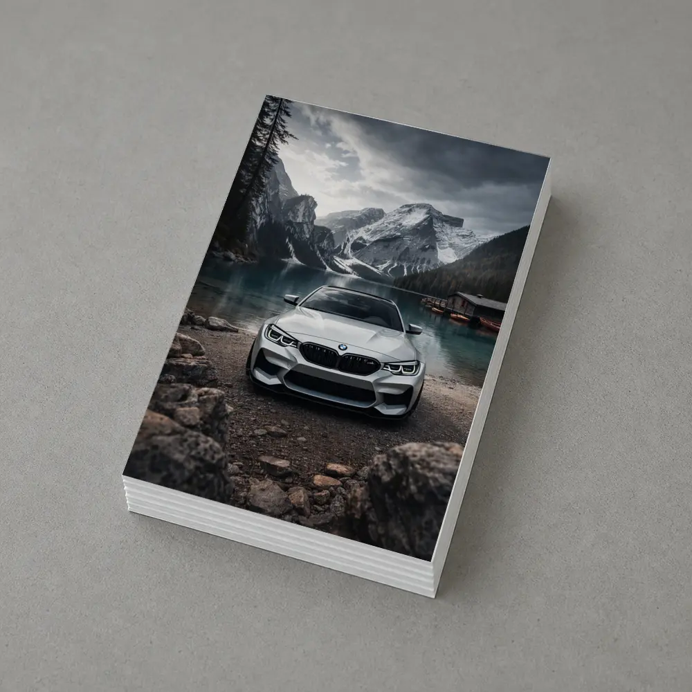 BMW M2 White Front View Mountain Lake – Postcards