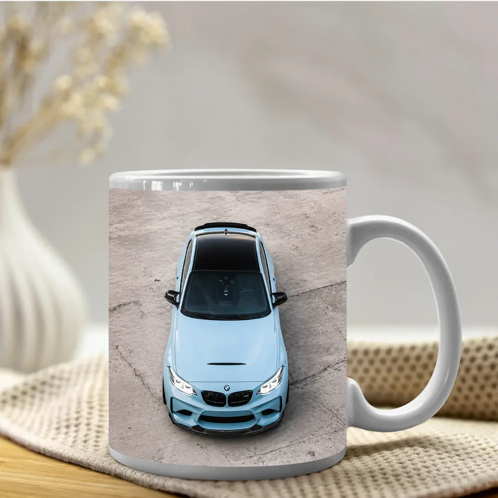 BMW M2 Aerial View Baby Blue – Mugs